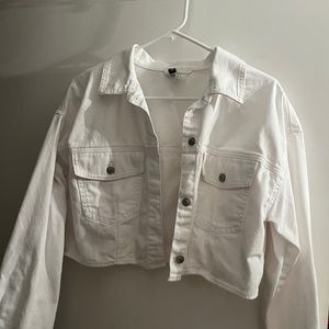 H&M cropped white denim jacket